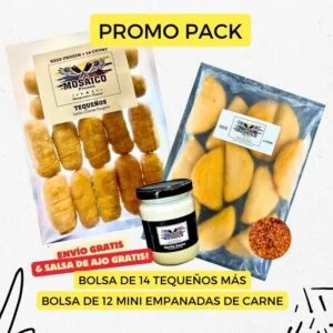 promo pack of tequeños with mini meat empanadas