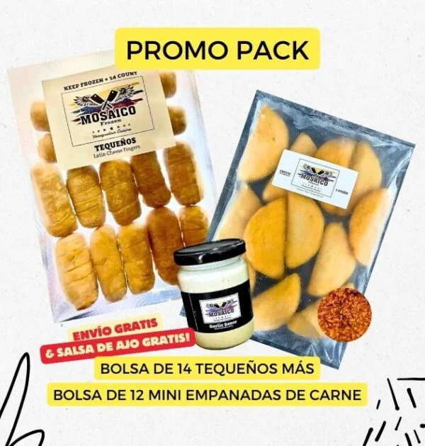 promo pack de tequeños con mini empanadas de carne