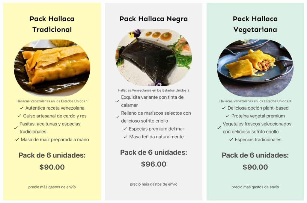 types of frozen Venezuelan mosaic hallacas